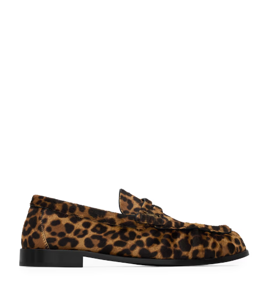 Saint Laurent Leather Leopard Loafers