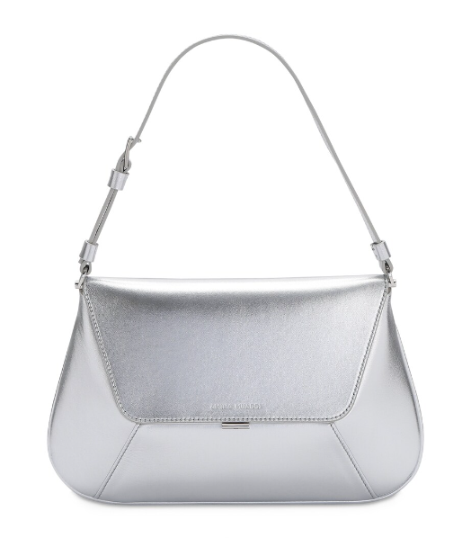 Amina Muaddi Ami Shoulder Bag Silver