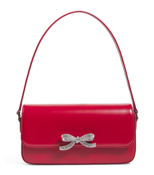 Self-Portrait Leather Bow Baguette Shoulder Bag