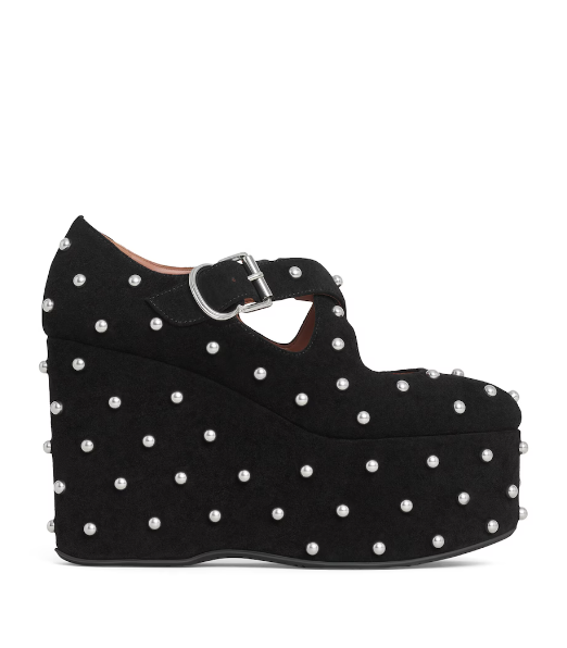 Alaïa Suede Studded Criss-Cross Wedges 110