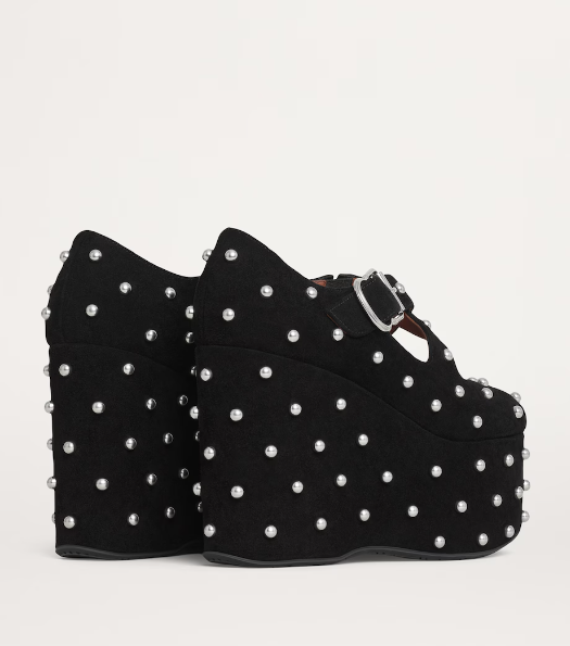 Alaïa Suede Studded Criss-Cross Wedges 110 - Görsel 2