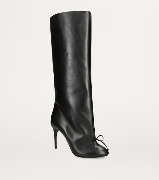 Alaïa Leather Bow Knee-High Boots 90 - Görsel 2