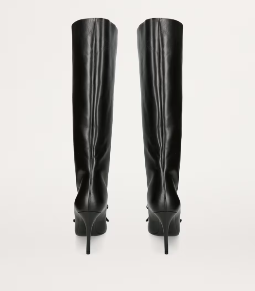 Alaïa Leather Bow Knee-High Boots 90 - Görsel 3