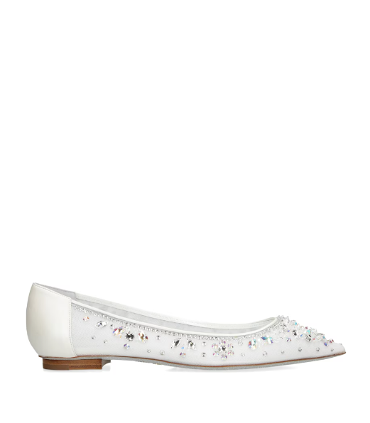René Caovilla Crystal-Embellished Ballet Flats